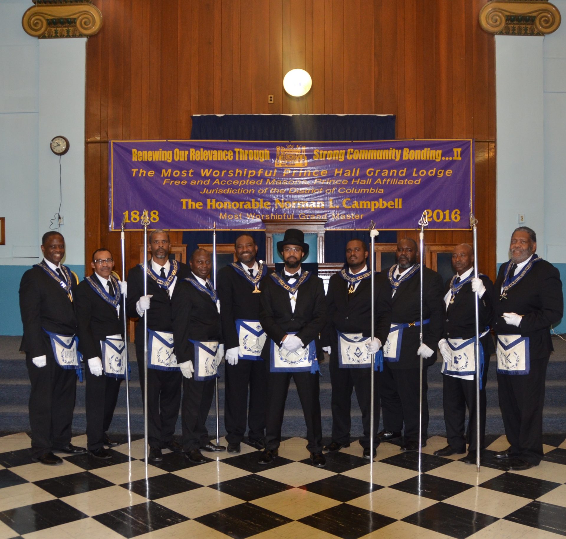Masonic gathering with banner